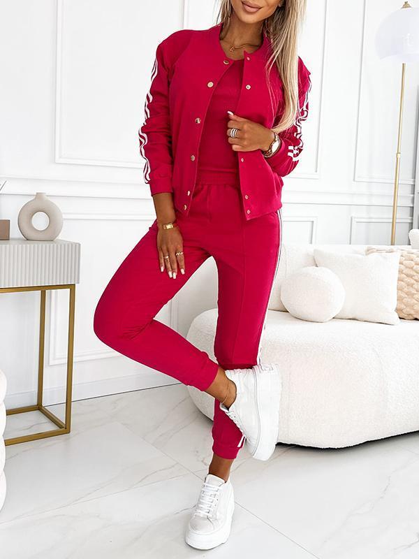 🔥Women's three-piece baseball jacket and pants set