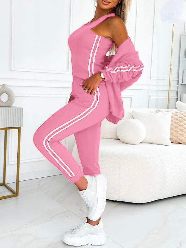 🔥Women's three-piece baseball jacket and pants set
