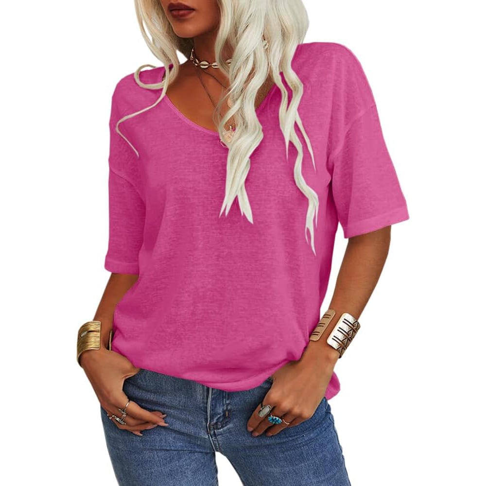 🌸Women's Solid Color V-Neck T-shirt