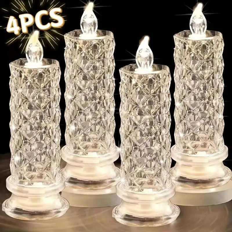 🔥Last Day 50% OFF🎁Set of 4 LED Crystal Candle Lights- Romantic Tabletop Night Lights