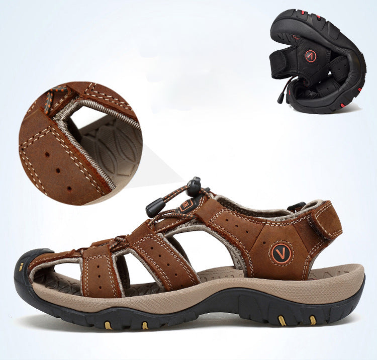 👟 2026 Sale — Over 16,000 Sold!🔥 Men's Genuine Leather Beach Shoes – Anti-Slip Sole 🏖️