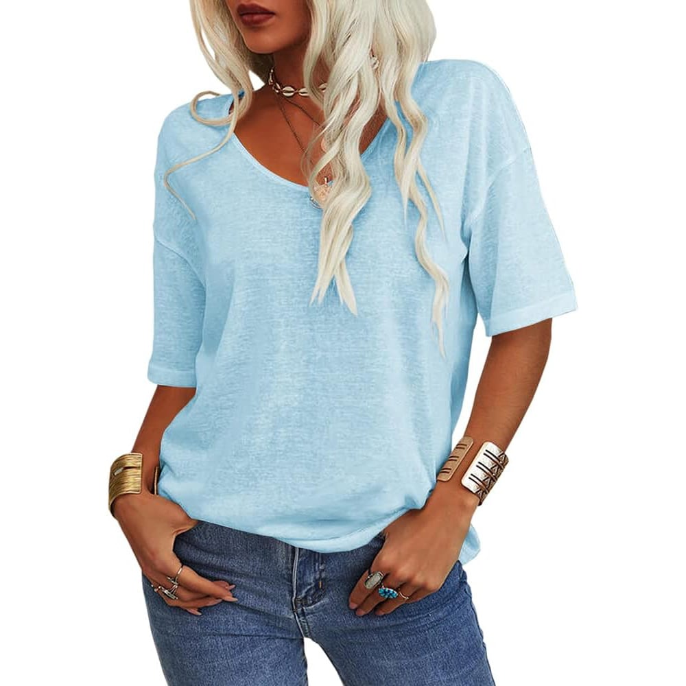 🌸Women's Solid Color V-Neck T-shirt