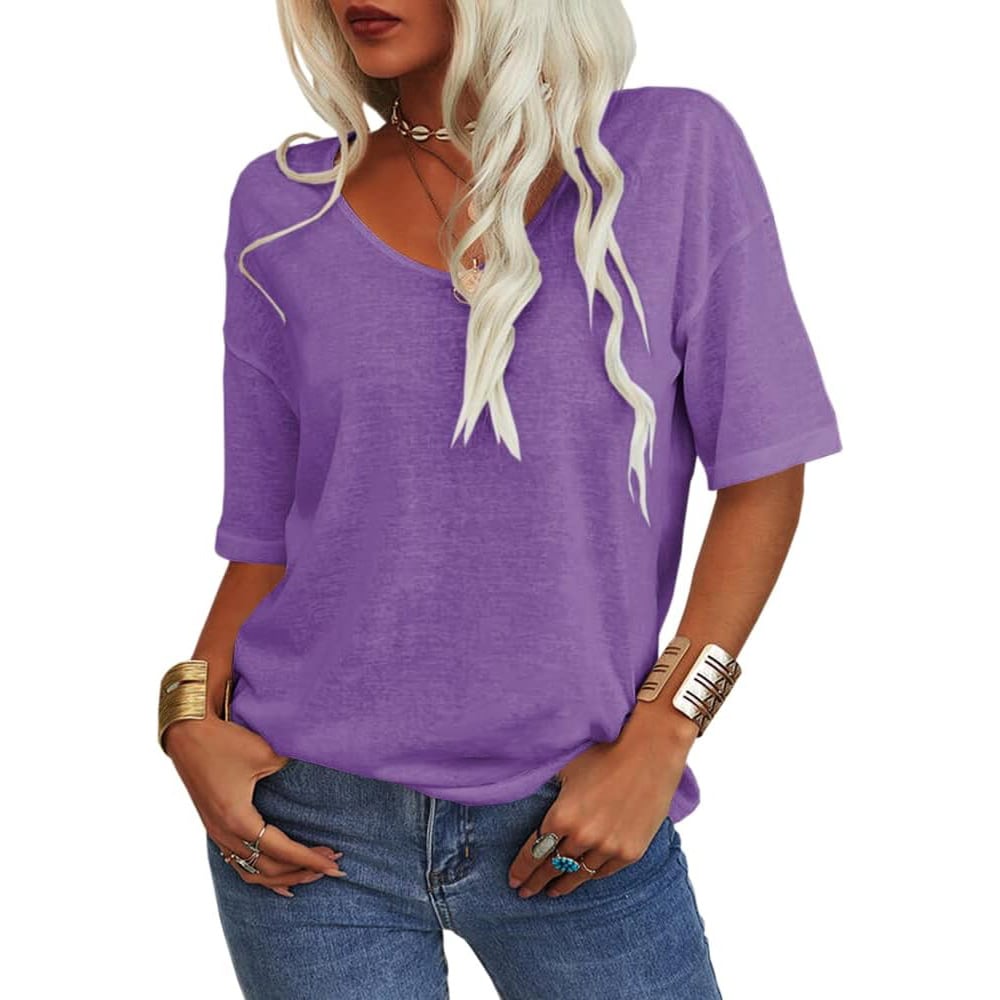 🌸Women's Solid Color V-Neck T-shirt