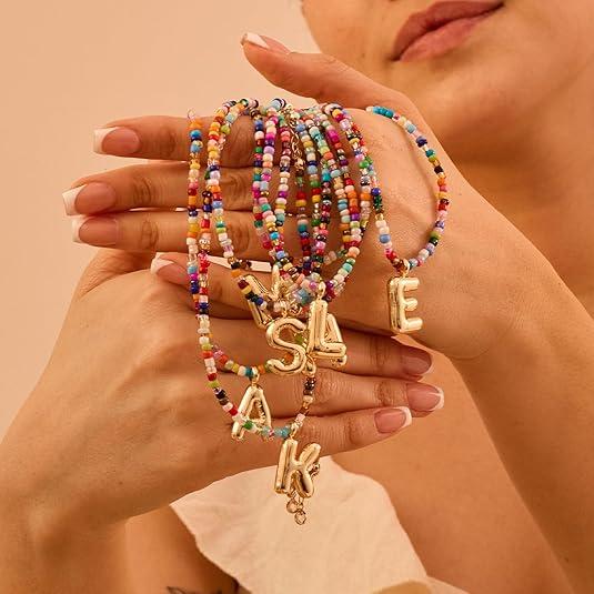 💜LAST DAY PROMOTION - 50%OFF💜 Letter Beaded Necklace for Women🔤A-Z