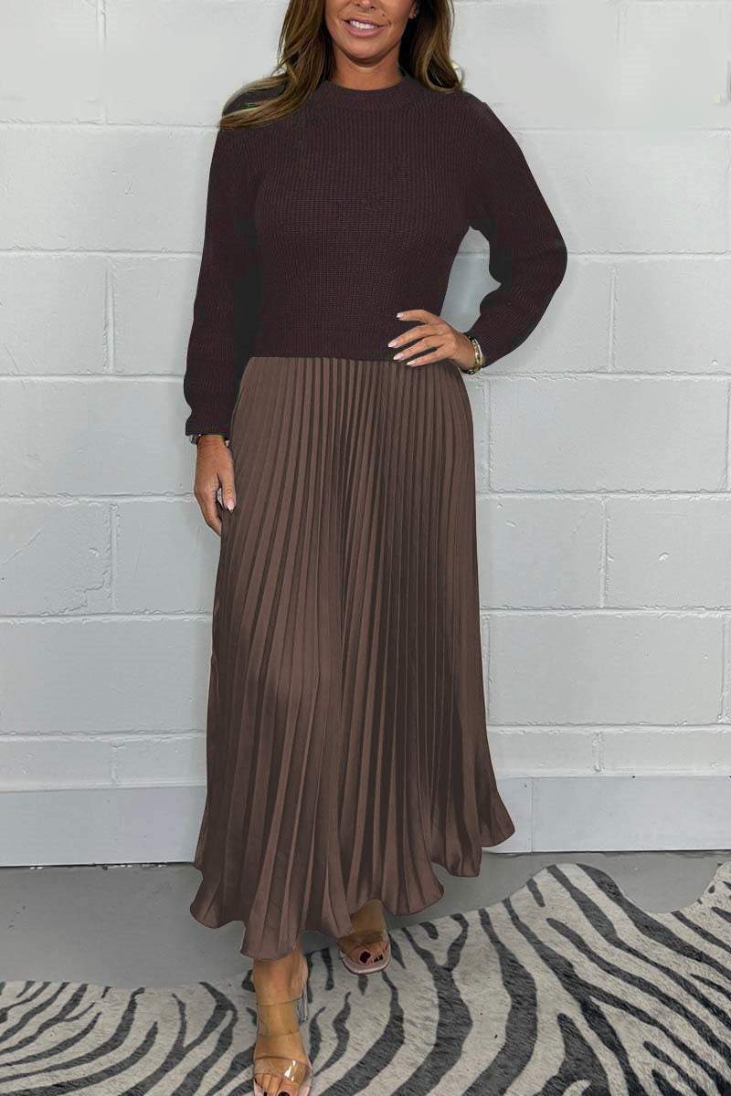 🌸LAST DAY SALE: ONLY ￡24.99!!✨ Effortless Elegance | Women's Pleated Round-Neck Maxi Dress 🌟