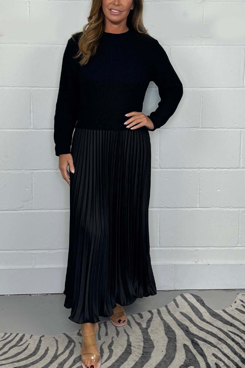 🌸LAST DAY SALE: ONLY ￡24.99!!✨ Effortless Elegance | Women's Pleated Round-Neck Maxi Dress 🌟
