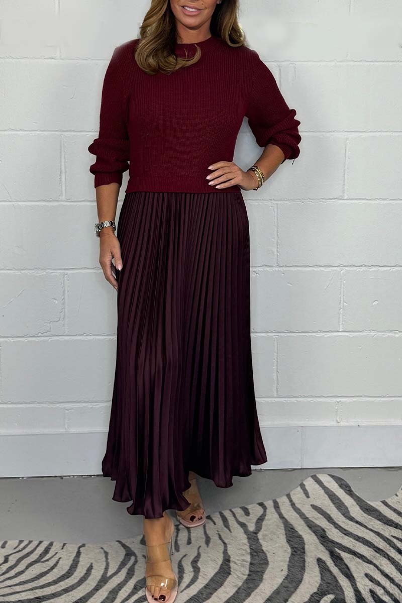 🌸LAST DAY SALE: ONLY ￡24.99!!✨ Effortless Elegance | Women's Pleated Round-Neck Maxi Dress 🌟