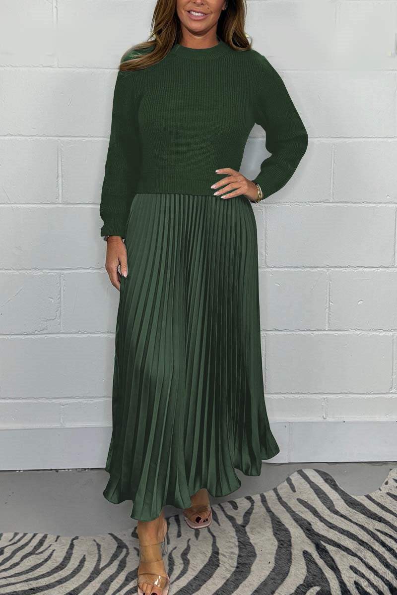 🌸LAST DAY SALE: ONLY ￡24.99!!✨ Effortless Elegance | Women's Pleated Round-Neck Maxi Dress 🌟