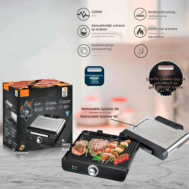 🔥 Smoke-Free Indoor Grill - Grill your favorite dishes without the mess! 2200W for flavorful results! 🍖🌟 🔥