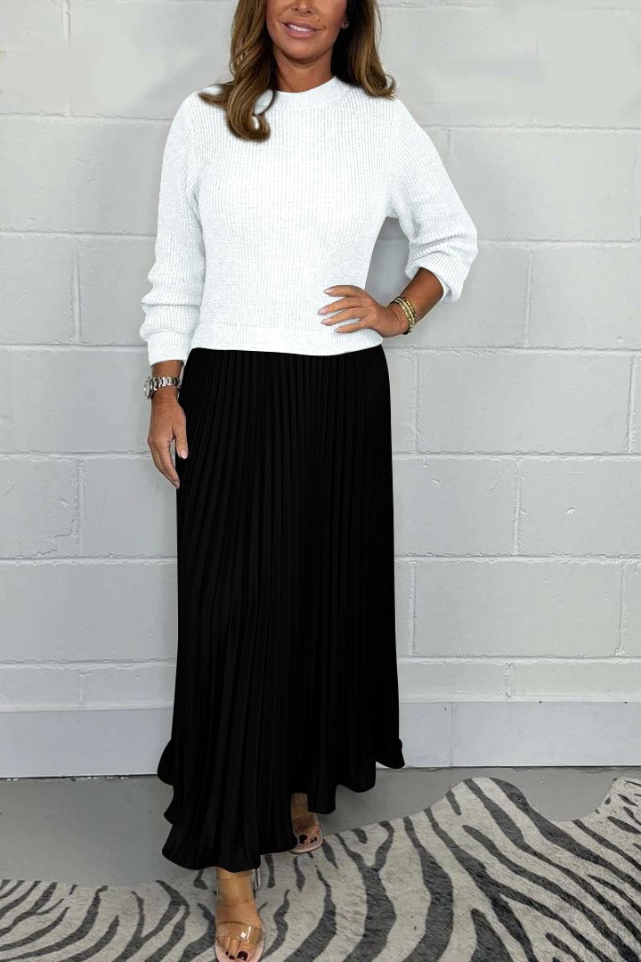 🌸LAST DAY SALE: ONLY ￡24.99!!✨ Effortless Elegance | Women's Pleated Round-Neck Maxi Dress 🌟
