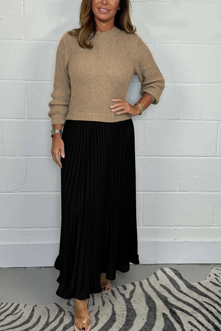 🌸LAST DAY SALE: ONLY ￡24.99!!✨ Effortless Elegance | Women's Pleated Round-Neck Maxi Dress 🌟