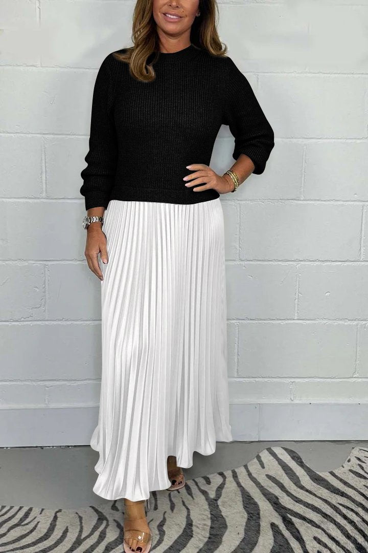 🌸LAST DAY SALE: ONLY ￡24.99!!✨ Effortless Elegance | Women's Pleated Round-Neck Maxi Dress 🌟