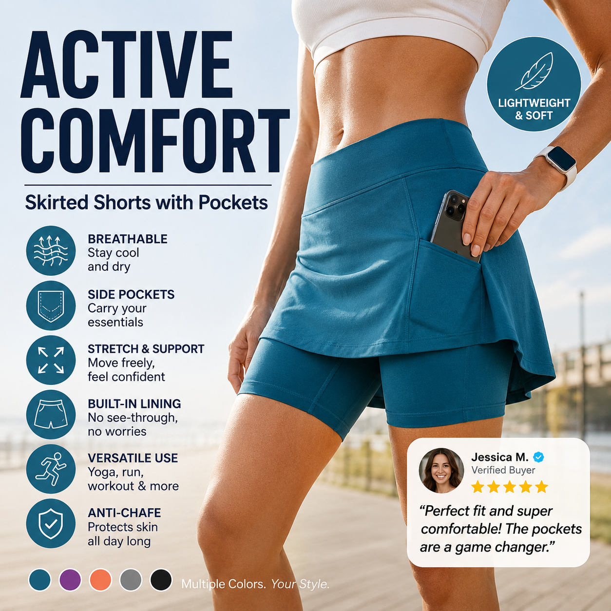 💥 Last Day! Special Sale – Only £12.99 👚Anti-Chafing Active Skort – Super soft and comfortable🔥