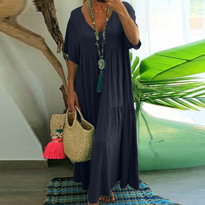 👗 50% OFF NOW! ✨ Women's Casual Long Dress – V-Neck, Loose & Flowy – Breathable fabric, relaxed fit & perfect for summer days or beach cover-ups 🌾