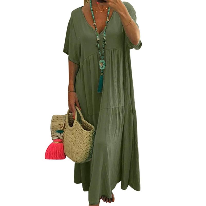 👗 50% OFF NOW! ✨ Women's Casual Long Dress – V-Neck, Loose & Flowy – Breathable fabric, relaxed fit & perfect for summer days or beach cover-ups 🌾