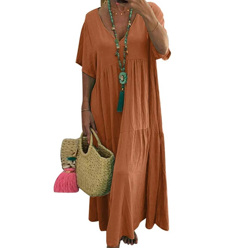 👗 50% OFF NOW! ✨ Women's Casual Long Dress – V-Neck, Loose & Flowy – Breathable fabric, relaxed fit & perfect for summer days or beach cover-ups 🌾