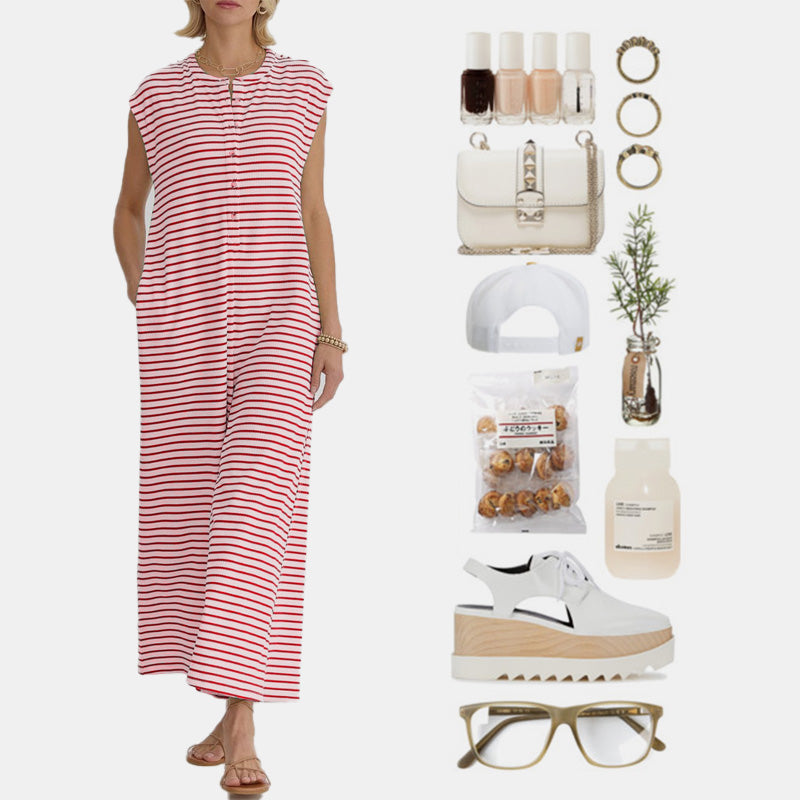 💥Last Day Special Sale 50% OFF💝✨Women's oversized Striped sleeveless Jumpsuit