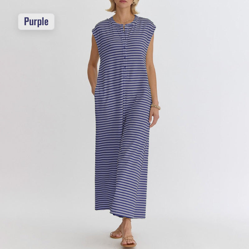 💥Last Day Special Sale 50% OFF💝✨Women's oversized Striped sleeveless Jumpsuit