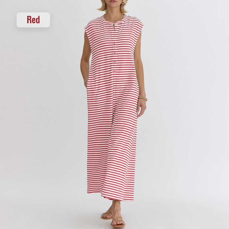 💥Last Day Special Sale 50% OFF💝✨Women's oversized Striped sleeveless Jumpsuit