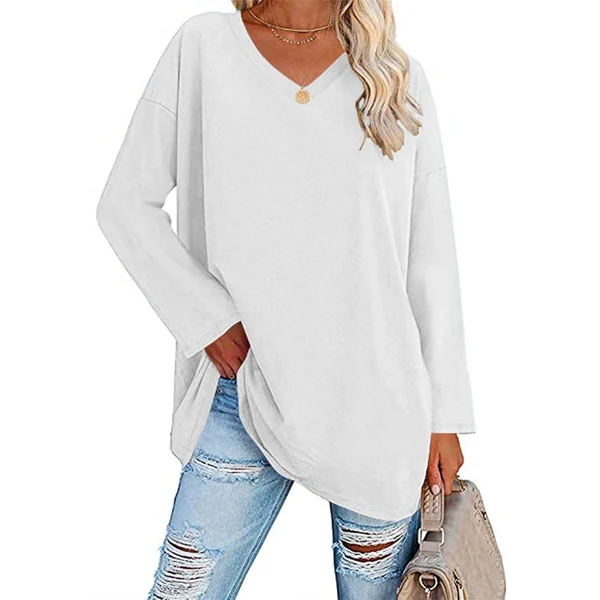 💋Women's Loose Long Sleeve Fashion V-neck Top