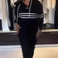 Women's Striped Hooded Sweatshirt and Pants Set