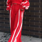 💕New sports suit 53% OFF💕V-Neck Sweatshirt & Wide-Leg Pants 2-Piece Set