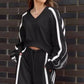 💕New sports suit 53% OFF💕V-Neck Sweatshirt & Wide-Leg Pants 2-Piece Set