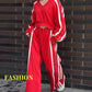 💕New sports suit 53% OFF💕V-Neck Sweatshirt & Wide-Leg Pants 2-Piece Set