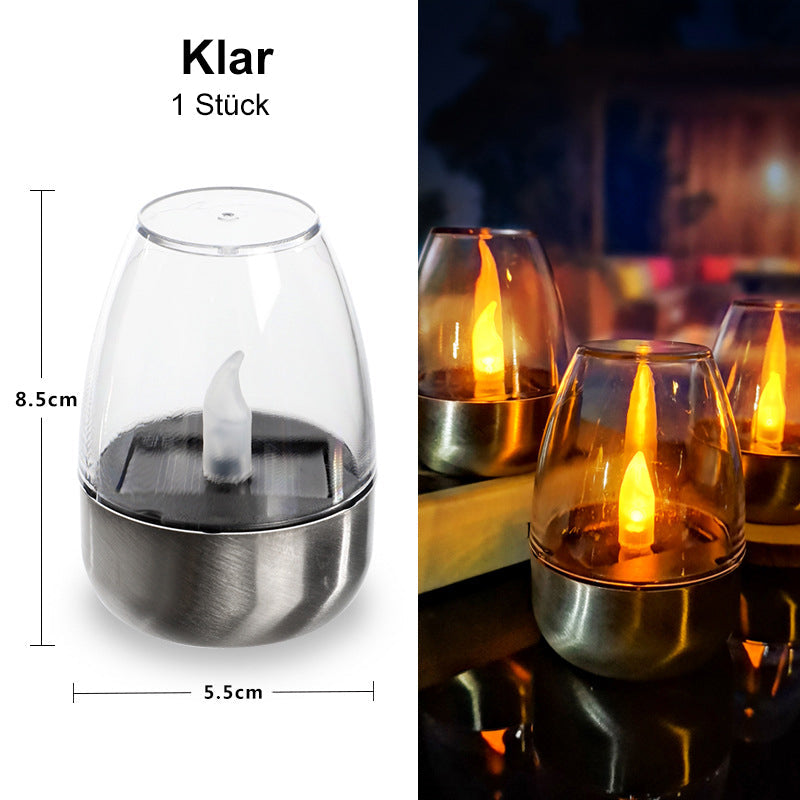 6Pack Solar Power Tea Lights Outdoor Flameless Flicker IP65 Waterproof Table Lamp LED Candles with Dusk to Dawn Sensor for Lantern Garden Camping Party Home Decorations Warm Color