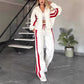 💖Limited Sale 50% OFF💖Women's Striped Zipper Jacket & Casual Pants 2-Piece Set