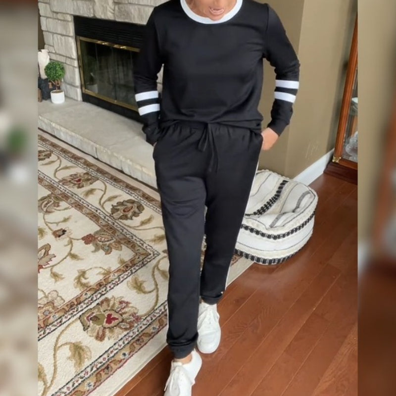 ⏰Last Day Sale 50% Off💃Women’s 2-Piece Crewneck Color-Block Sweatsuit