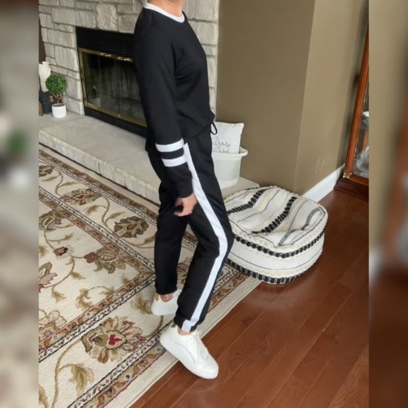 ⏰Last Day Sale 50% Off💃Women’s 2-Piece Crewneck Color-Block Sweatsuit