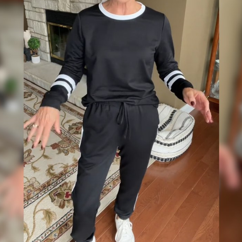 ⏰Last Day Sale 50% Off💃Women’s 2-Piece Crewneck Color-Block Sweatsuit