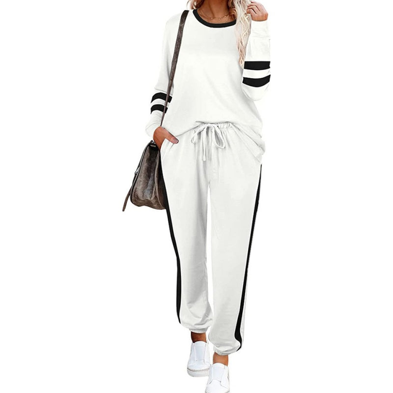 ⏰Last Day Sale 50% Off💃Women’s 2-Piece Crewneck Color-Block Sweatsuit