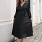 Women's Long Length Pleated Wrap Tie Dress