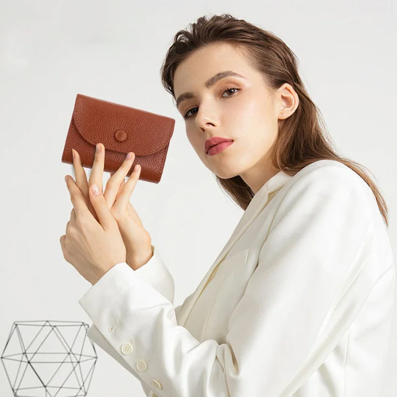 🔥Best Christmas present ever🎁🎄Fashion Lychee Pattern PU Leather Short Wallet with Convenient Snap Button