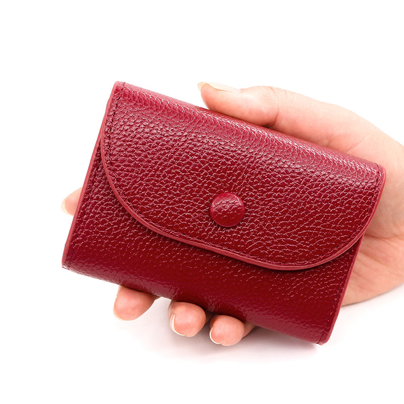 🔥Best Christmas present ever🎁🎄Fashion Lychee Pattern PU Leather Short Wallet with Convenient Snap Button