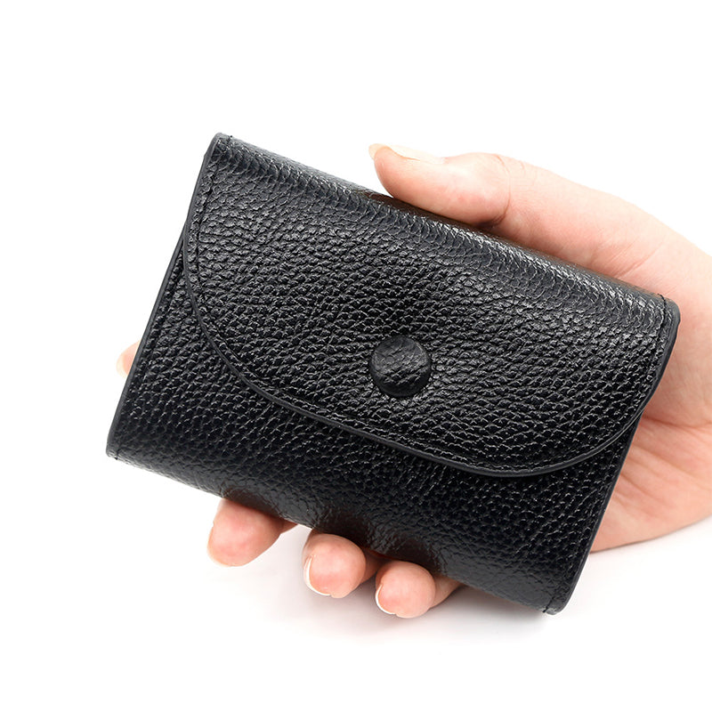 🔥Best Christmas present ever🎁🎄Fashion Lychee Pattern PU Leather Short Wallet with Convenient Snap Button