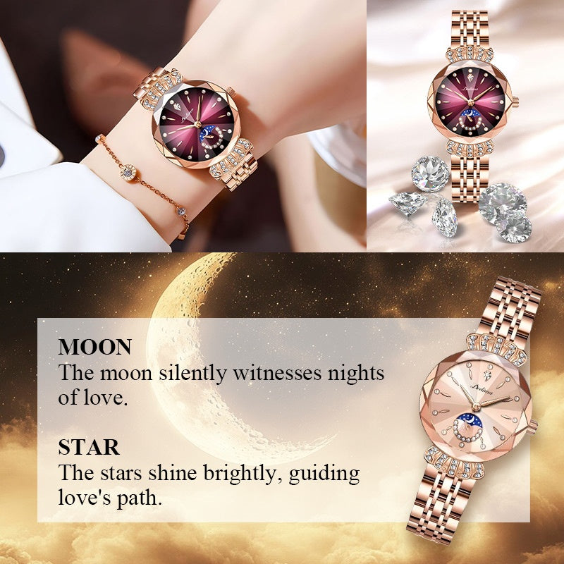 🎀Fashionable Diamond Moon Star Watch for Women