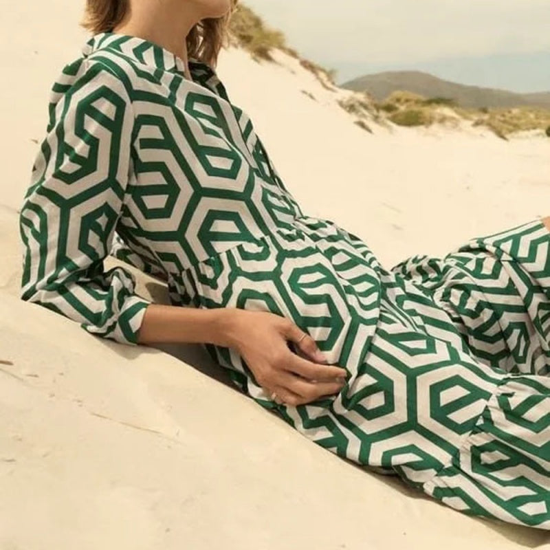 Women’s Trendy Print Long Sleeve Loose Fit Dress