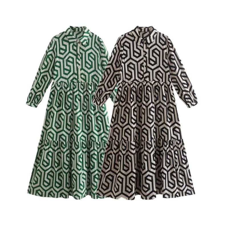 Women’s Trendy Print Long Sleeve Loose Fit Dress