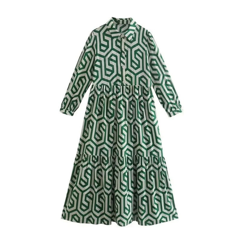 Women’s Trendy Print Long Sleeve Loose Fit Dress