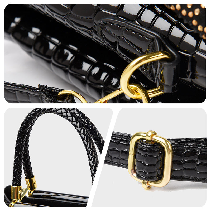 Women’s Luxury 3-Compartment Handbag with Shoulder Strap