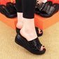 Women's Shiny Wedge Slide Sandals