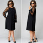 Loose Fit Black Tunic Dress with Mesh Sleeves