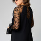 Loose Fit Black Tunic Dress with Mesh Sleeves