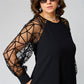 Loose Fit Black Tunic Dress with Mesh Sleeves