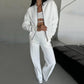💕Hot Sale 50% OFF💖Women's Two-Piece Relaxed Fit Set - Zippered Jacket and Wide-Leg Pants