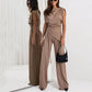 Women’s Elegant Solid Color Two-Piece Set