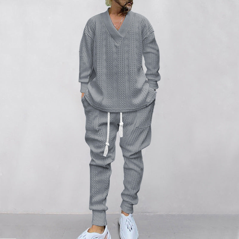 💥Arrived Today-SAVE50%💥Men's 2-Piece V-Neck Baggy Sweatshirt & Joggers Set
